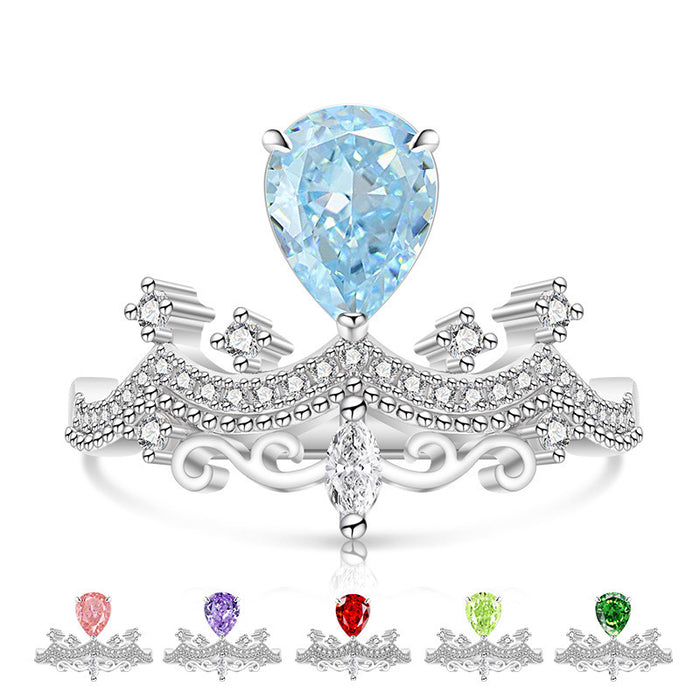 Wholesale Platinum-Plated Copper Geometric Adjustable Ice-Cut Crown Ring for Women