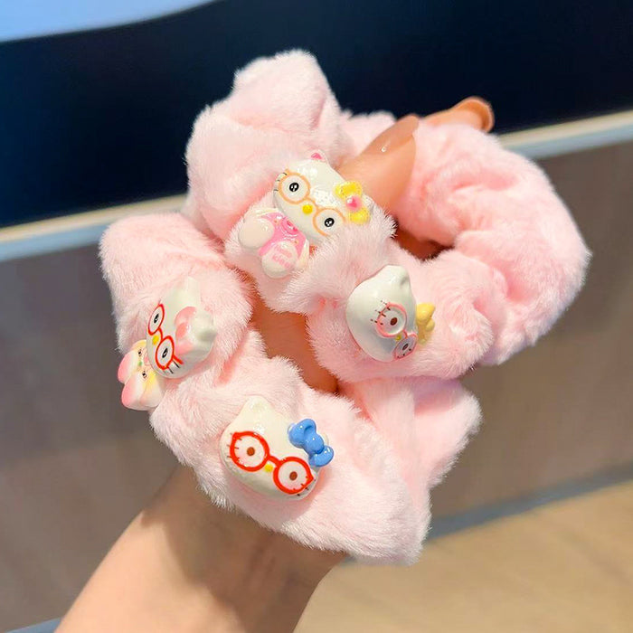 Wholesale Cute and able rabbit and cat plush scrunchies.