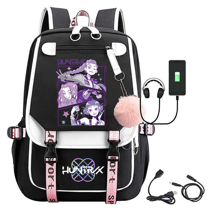 Wholesale K-pop movie merchandise printed backpack bag with pom-poms
