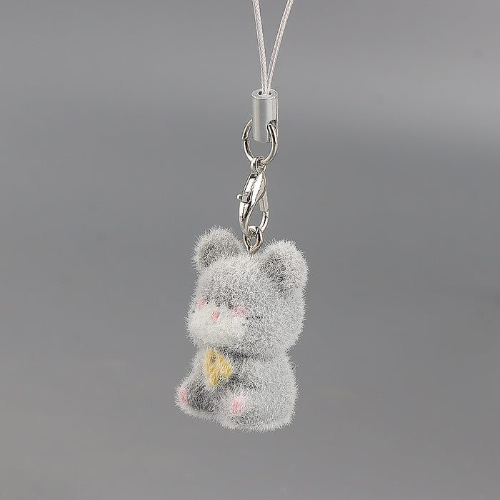 Wholesale Creative Cute Pet Pendant Flocked Small Animal 3D Bag Accessory Keychains