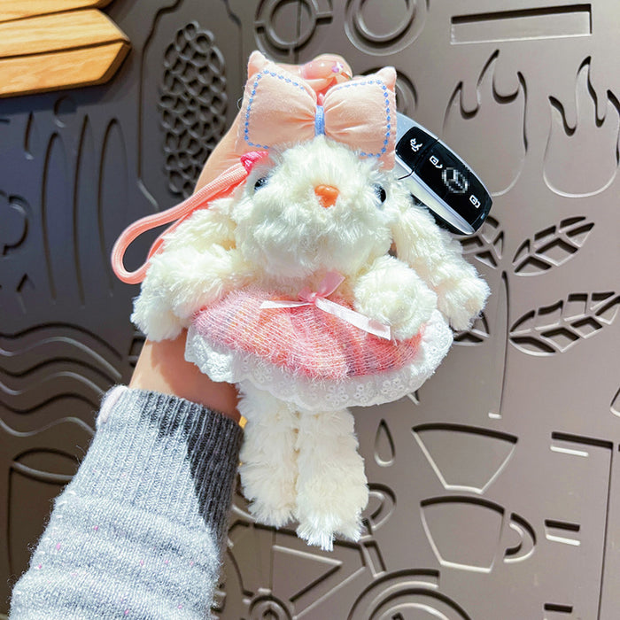 Wholesale Creative Plush Princess Skirt Long Ear Rabbit Keychain Cartoon Cute Bag Pendant Gift