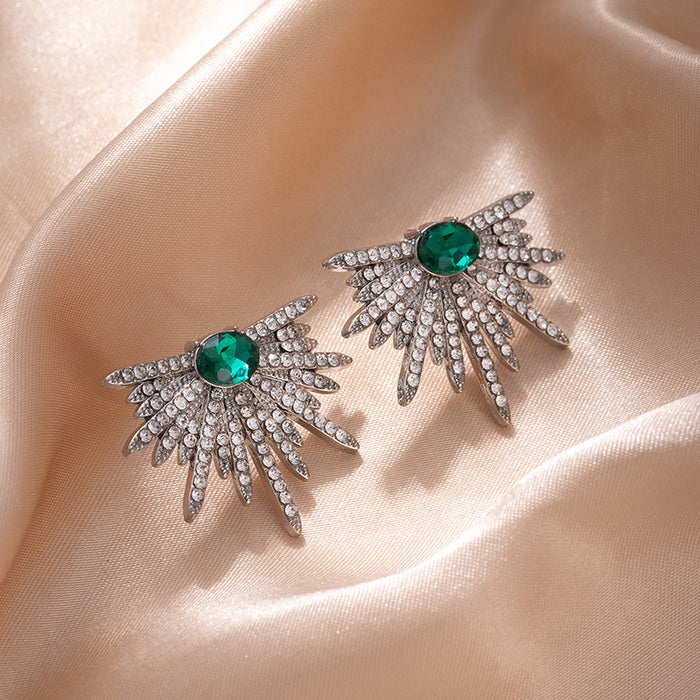 Wholesale Wings Full of Diamond Earrings Exaggerated Shining Star Earrings 925 Women's Earrings