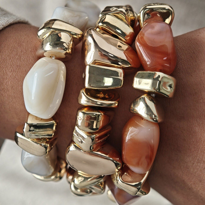 Wholesale Resin Retro Color-Contrast Beaded Bracelet Handmade Woven Stackable Jewelry Accessory MOQ≥2
