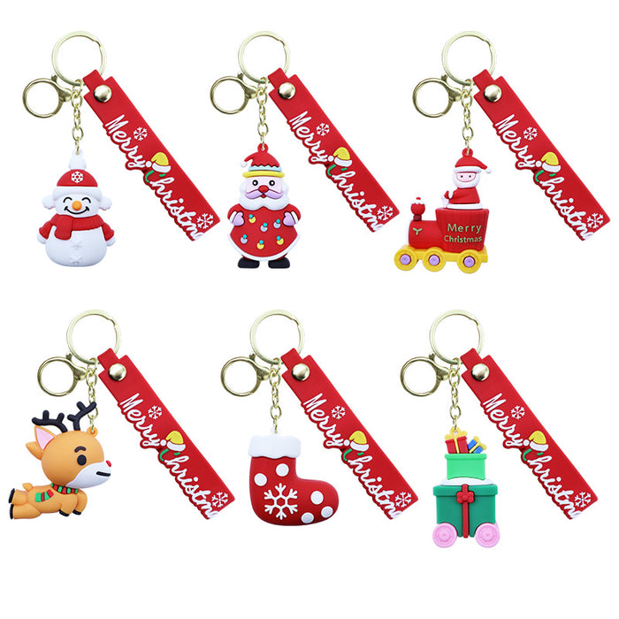 Wholesale 3D Christmas Doll Keychain PVC Bag Charm Trendy Gift for Boutique