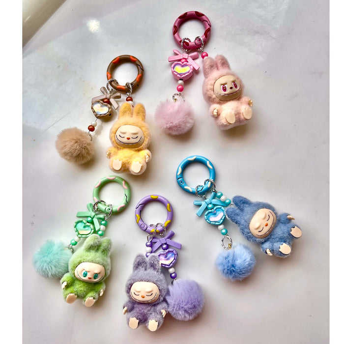 Wholesale Flocked Mini Keychain Vinyl Cute Baby Walking Bag Mobile Phone Pendant Cute Pendant