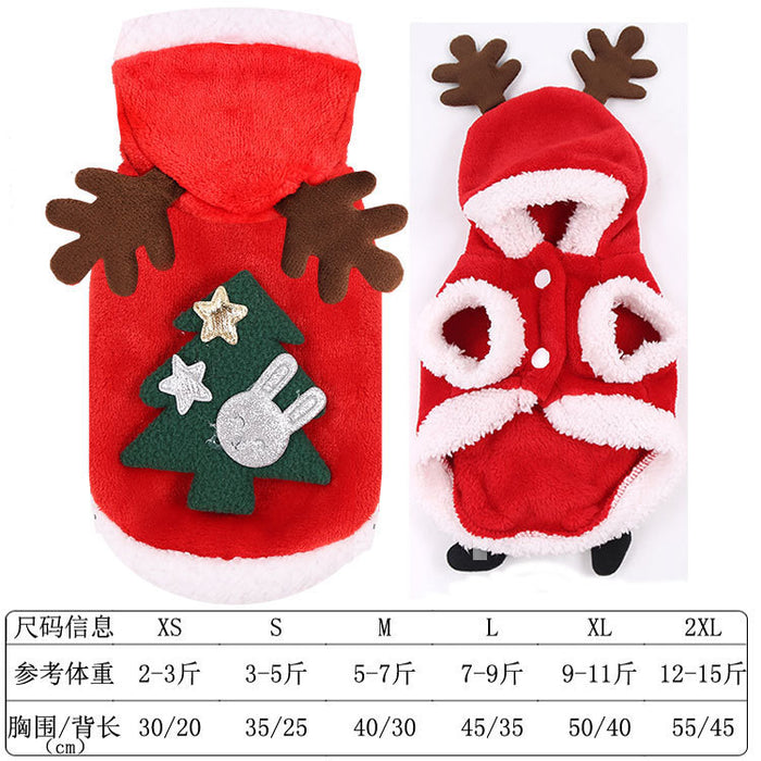 Wholesale Dogs Christmas Pet Supplies Clothes  Cotton Coat Autumn and Winter Elk Cat and Dog Clothes