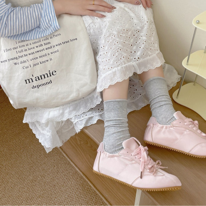 Wholesale Fine striped pile socks, simple solid color, versatile mid tube socks