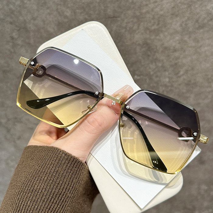 Wholesale  Women's Rimless Cut Edge Sunglasses Anti-Uv Internet Celebrity  Sunglasses Sunglasses