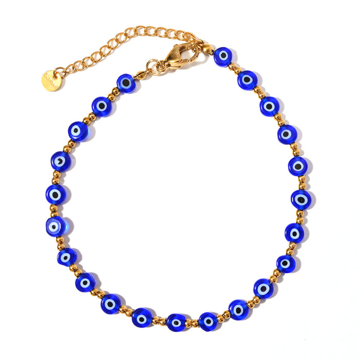Wholesale Classic Hot Selling Devil's Eye Foot Chain Resin Flat Bead Stainless Steel Accessories Evil Eye Foot Accessories