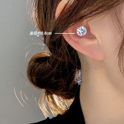 Wholesale No ear hole magnetic suction earring design, niche temperament, magnet zircon earring, ear bone clip