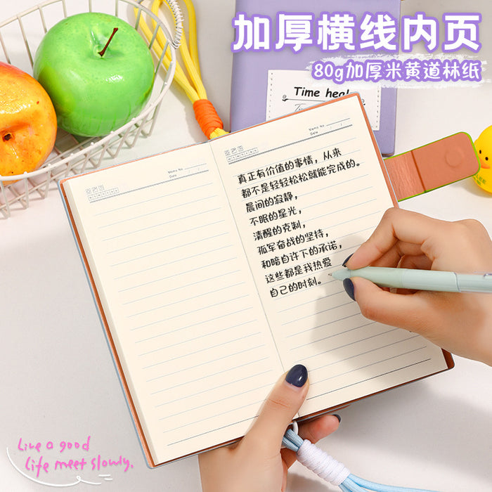 Wholesale Cartoon Lanyard Notebook A6 Portable Pocket Journal with Imitation Leather Cover DIY Accessory