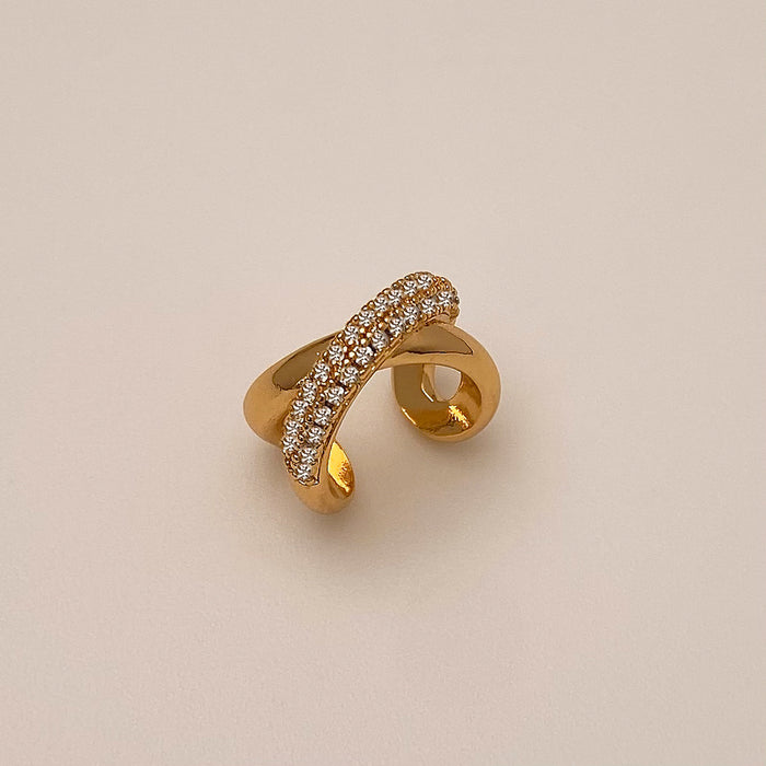 Wholesale Interlocking micro-inlaid zircon ear Clip Hoop Earrings