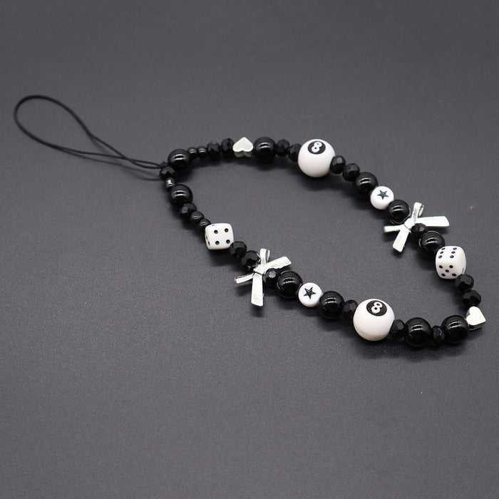 Wholesale black 8 dice bow star mobile phone chain bag buckle personality pendant lanyard