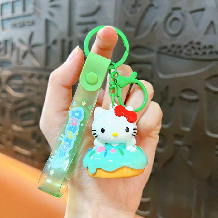 Wholesale Cartoon electroplated donut cat keychain