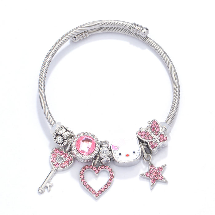 Wholesale Cartoon 3D Cat Beaded Bracelet
