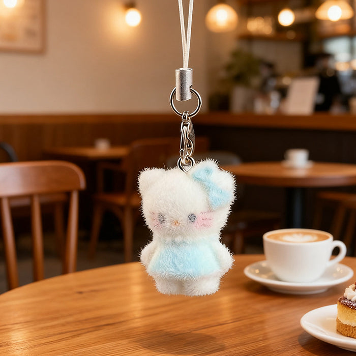 Wholesale Resin flocked cute 3D cat keychain pendant