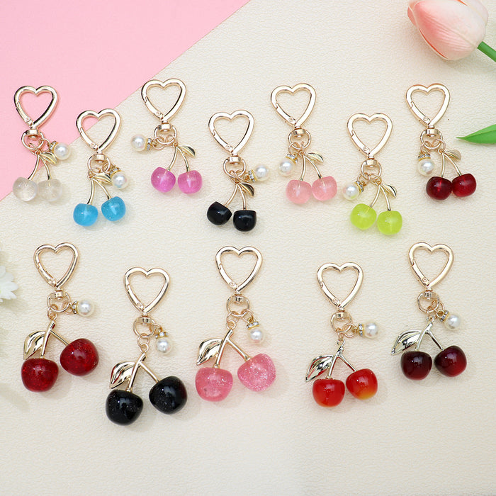 Wholesale Cute Fruit-Shaped Cherry Keychain Zinc Alloy Bag CharmTrendy Gift for Women MOQ≥2