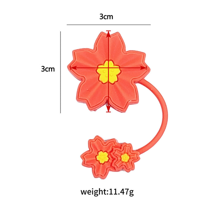 Wholesale 10pcs Flower straw cap food grade silicone straw cap suction tube cover dust cap