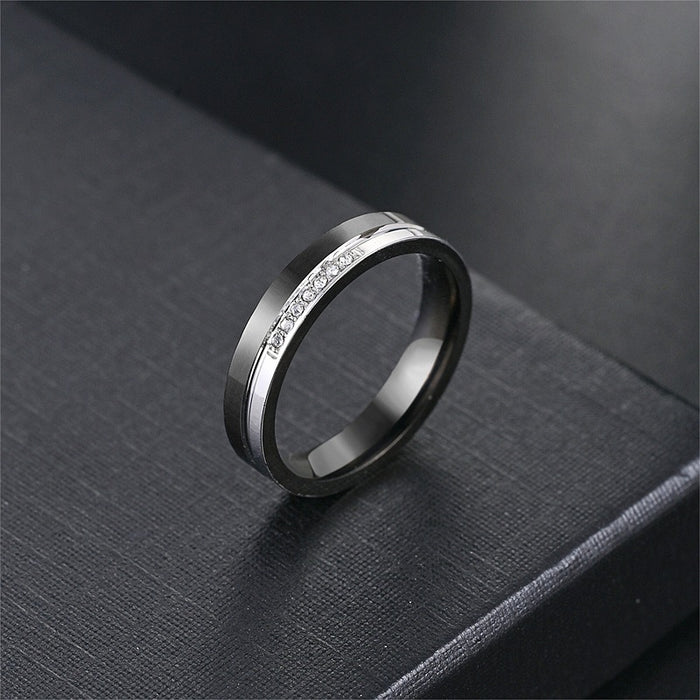 Wholesale Titanium steel zircon inlaid couple ring, temperament diamond ring, jewelry wholesale