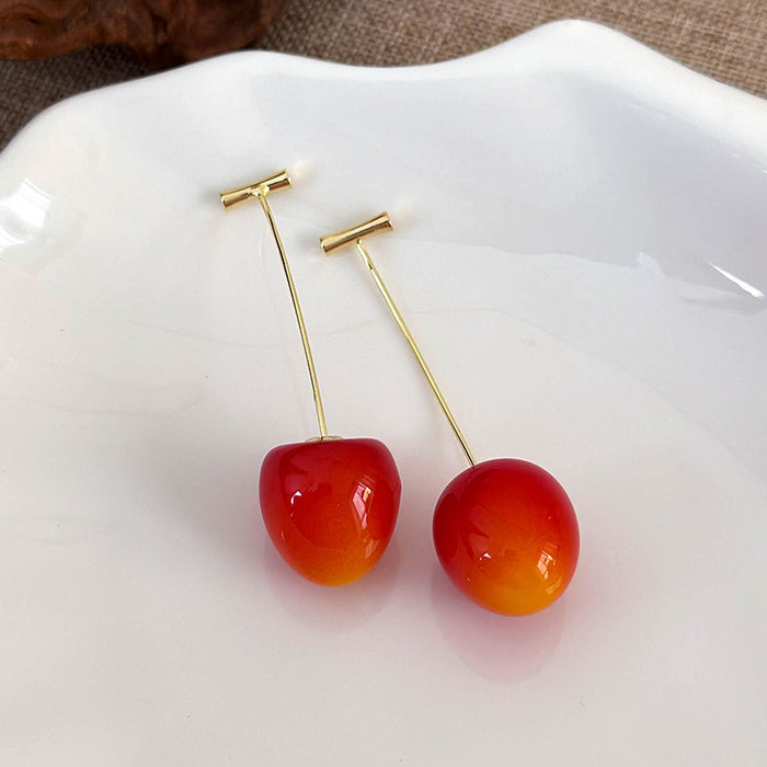 Wholesale Resin Cherry Earrings - Trendy Fruit Design Fashion Accessory
