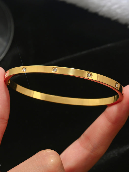 Wholesale Women S Four Leaf Clover Stainless Steel Bracelet Simple Fashion Commute 18K Gold Plated Jewelry Accessory