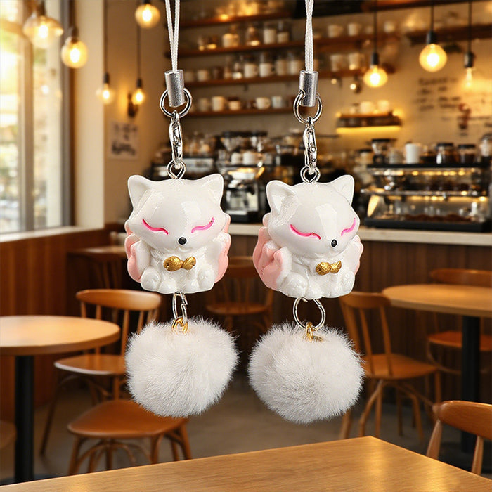 Wholesale Cute Little Fox Fur Ball Pendant Bead Keychain