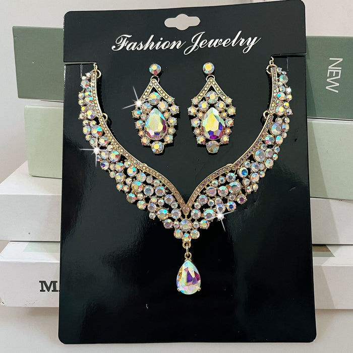 Wholesale Vintage jewelry exaggerated necklace earrings large set luxury