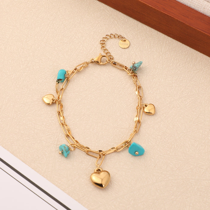 Wholesale Electroplated Stainless Steel Bohemian Turquoise Multi-layer Bracelet