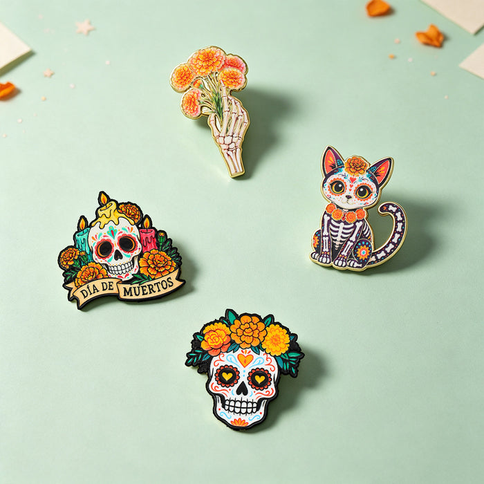 Wholesale Zinc Alloy Enamel Skull Brooch Pin Day Of The Dead  Party Gift Clothing Decoration