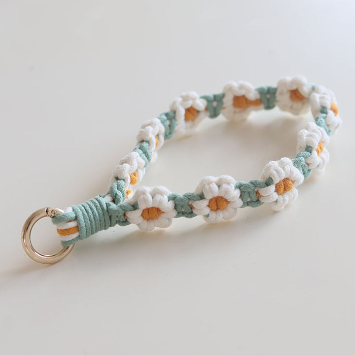 Wholesale Woven Daisy Cotton Rope Keychains