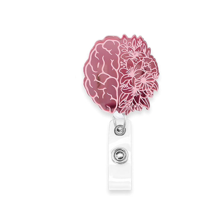 Wholesale Acrylic Pink Skull Retractable Name Tag ID Buckle JDC-KC-XinH012