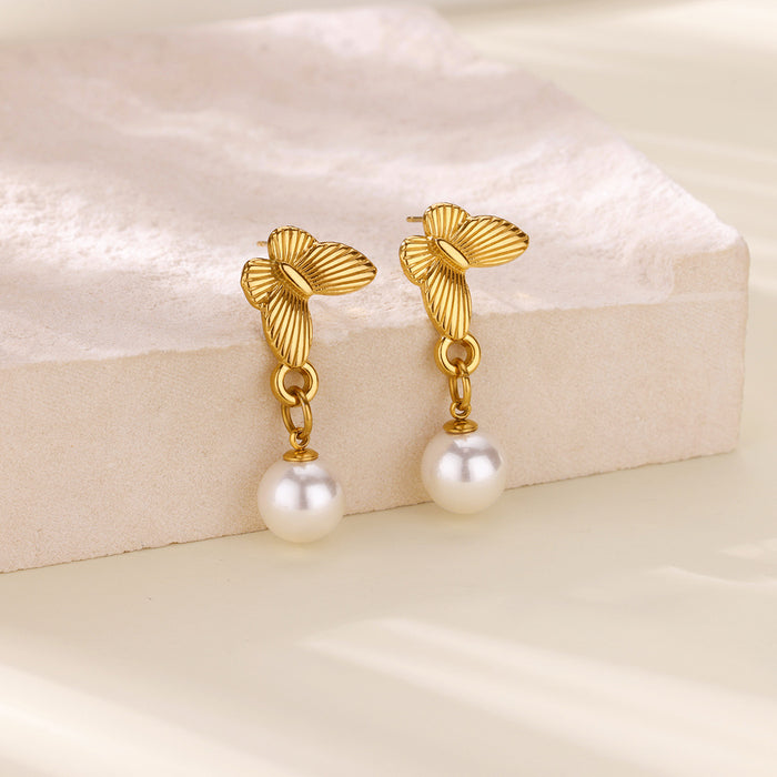 Wholesale Butterfly Ocean Element Love Flower Pendant Earrings Vacuum Plated Fashion Trend Earrings