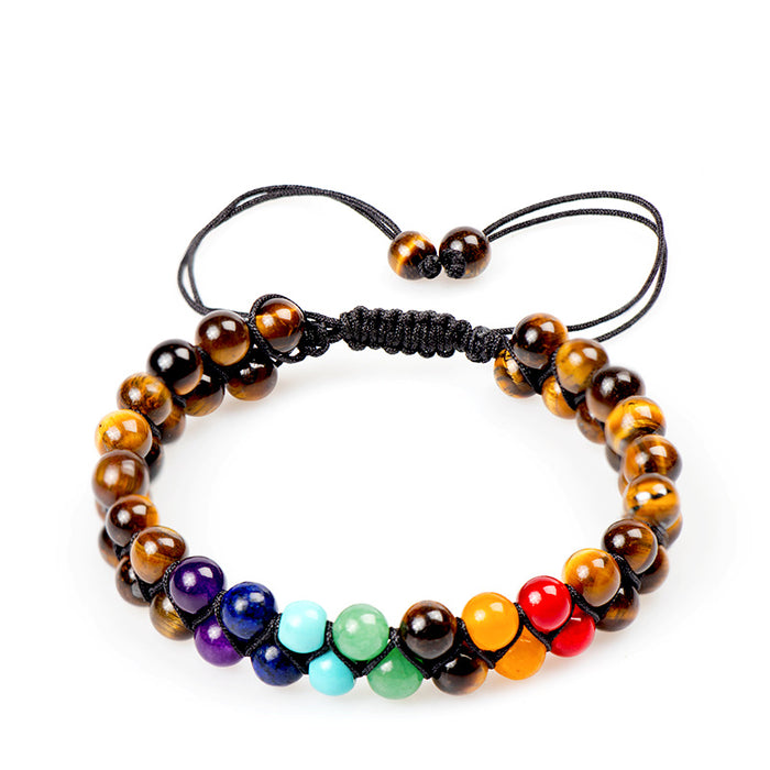 Wholesale Tiger Eye Stone colorful frosted stone couple bracelet beaded yoga woven bracelet natural stone bracelet