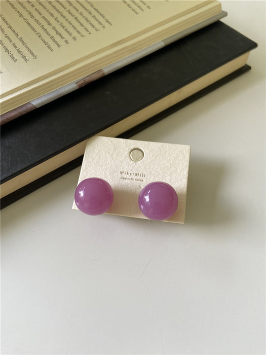 Wholesale New Colored Candy Ball Earrings Silver Needle Temperament Round Earrings Earrings