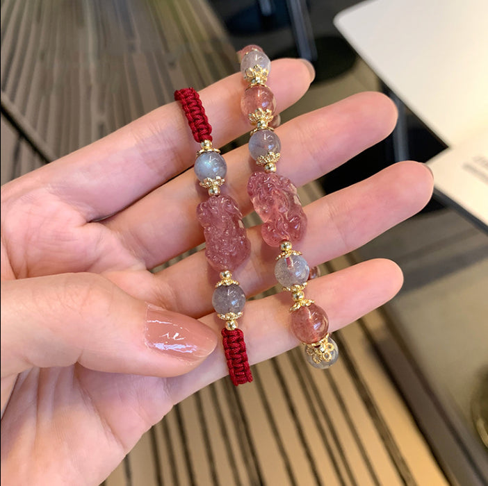 Wholesale Natural Crystal Bracelet Women's Red Hand Rope Weaving Gift