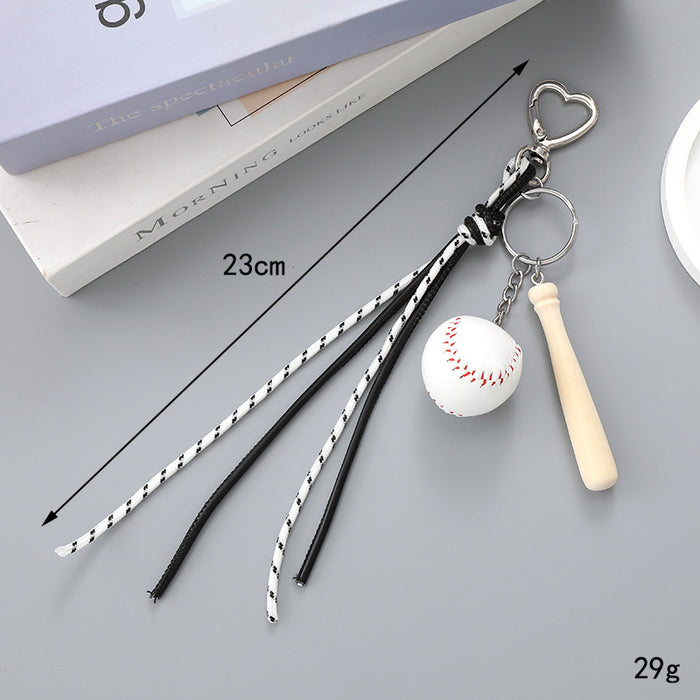 Wholesale Leather bow heart pendant luggage keychain lanyard accessories single buckle tassel pendant accessories