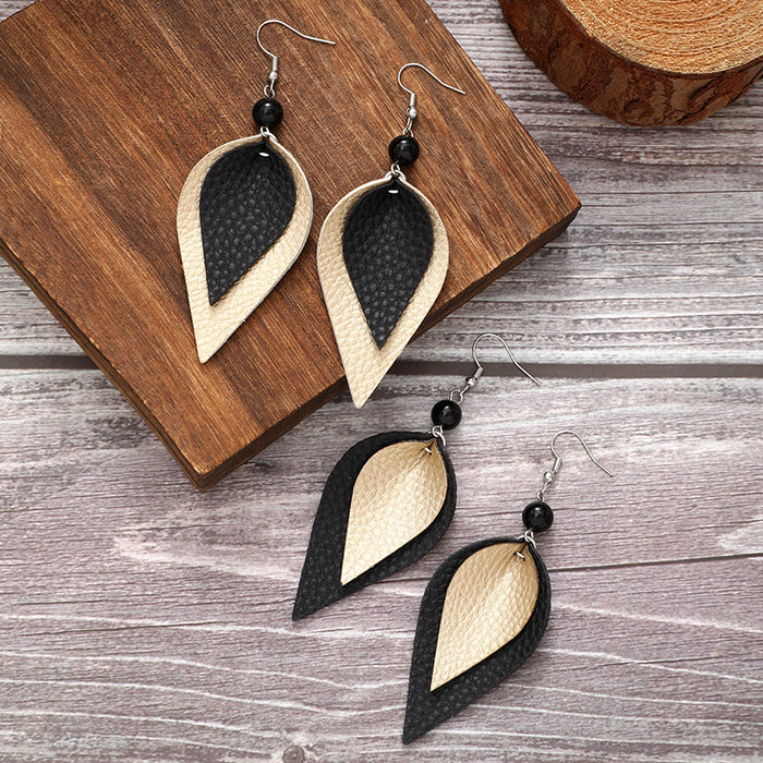 Wholesale Earrings with simple and fashionable multi-layer leather structure, ear hooks, wholesale