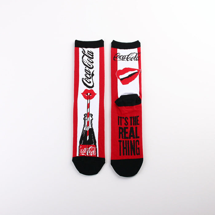 Wholesale Letter casual sports jacquard red youth mid tube socks trendy socks long socks
