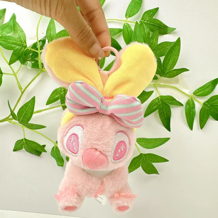 Wholesale Alien Cartoon Character with Bowknot Colorful Big Ears Doll Cute Plush Keychain Schoolbag Charm