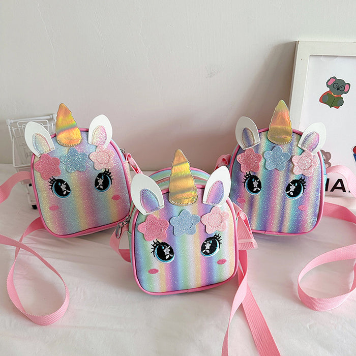 Wholesale Unicorn embroidered rainbow children's bag crossbody bag baby girl small schoolbag shoulder bag