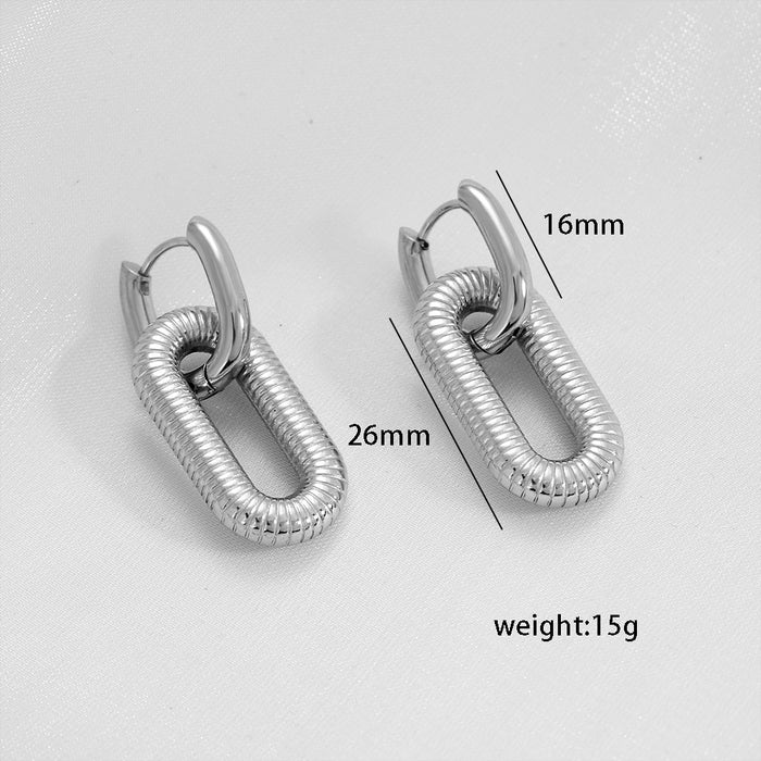Wholesale Statemente Earrings Stainless Steel Square Thread Earrings