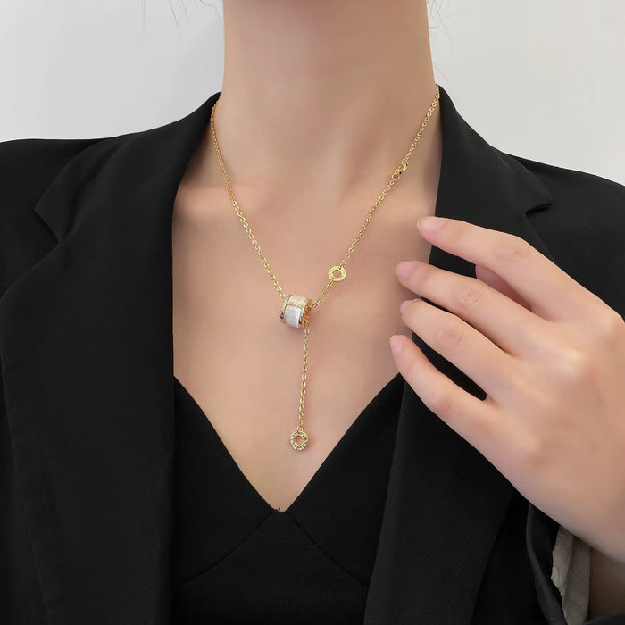 Wholesale Necklace cat's eye stone new titanium steel simple and fashionable niche collarbone chain jewelry