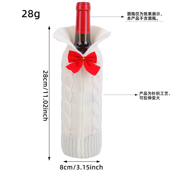 Wholesale Christmas Decorations Family Christmas Wine Bottle Cover Home Decoration Scene Layout Knitted Red Wine Bottle Bag