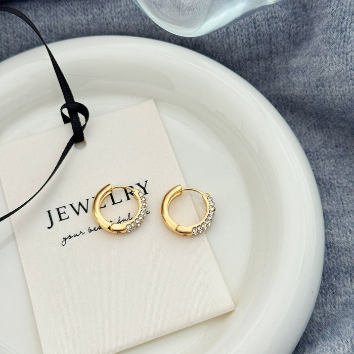 Wholesale Fashionable round diamond studded earrings, exquisite and simple style, elegant ear rings and accessories