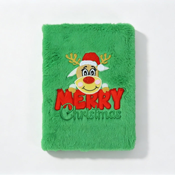 Wholesale Plush Furry Notebook with Embroidery Cute Christmas Design