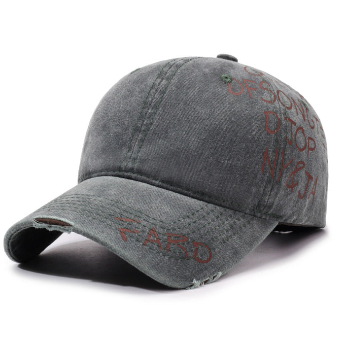 Wholesale Retro washed hat, personalized graffiti letter baseball cap, versatile duckbill cap