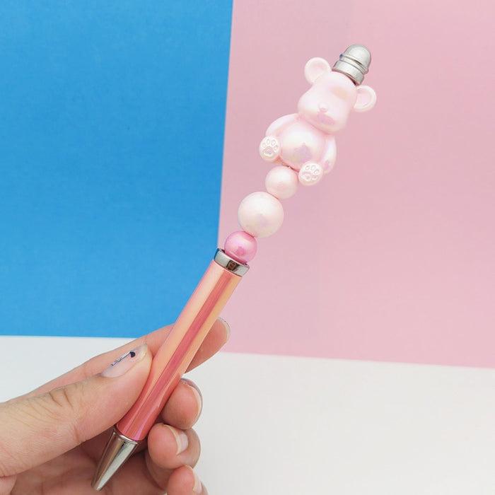 Wholesale Plastic Cartoon DIY Bead Pen Cute Bear Decompression Tube Bead Pen JDC-PN-GanCai004