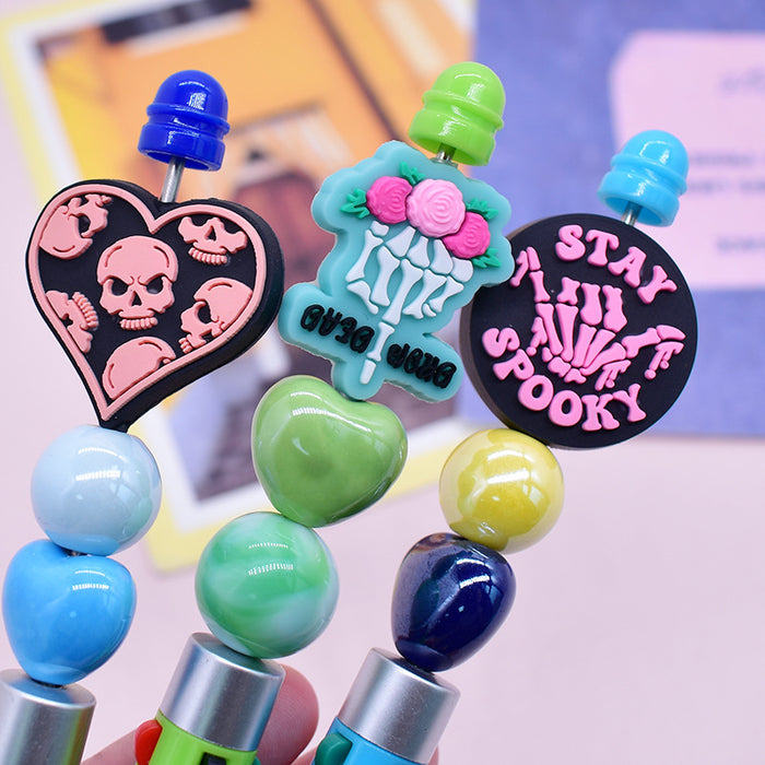 Wholesale  horror beads beaded patch PVC soft glue handmade detachable ballpoint pen accessories