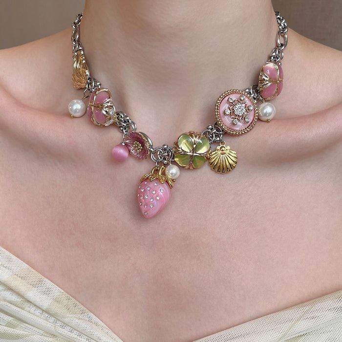Wholesale Punk Style Strawberry Pendant choker necklace