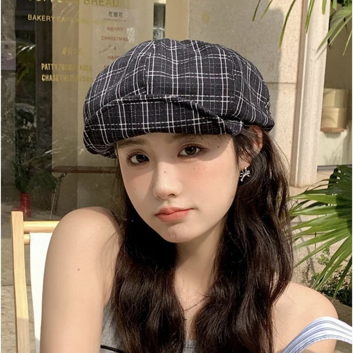 Wholesale Plaid beret versatile painter's hat